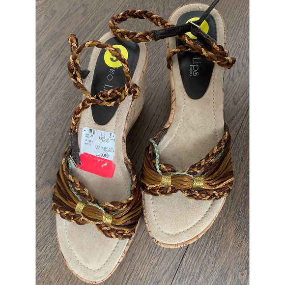 NWOB Two Lips Women's Hazel Gold Wedge Sandal Size 9 - Picture 6 of 6